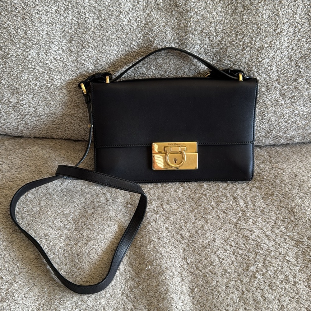 Ferragamo Leather Aileen Crossbody Bag with adjustable cross body strap